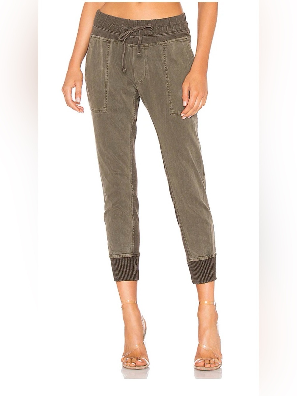 Standard James Perse Mixed Media Ankle Crop Ankle Jogger Pant Army Green Pigment